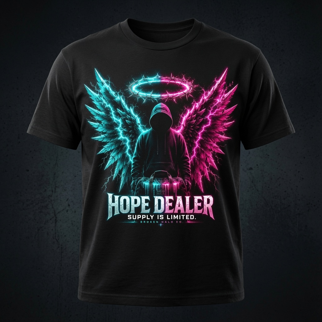 Hope Dealer t-shirt mockup by Broken Halo Co.
